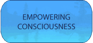 Blue rounded banner with the words 'EMPOWERING CONSCIOUSNESS' on a blue gradient forest background.